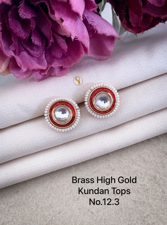 Brass High Gold Small Designer Kundan Tops 2 Wholesale Price
